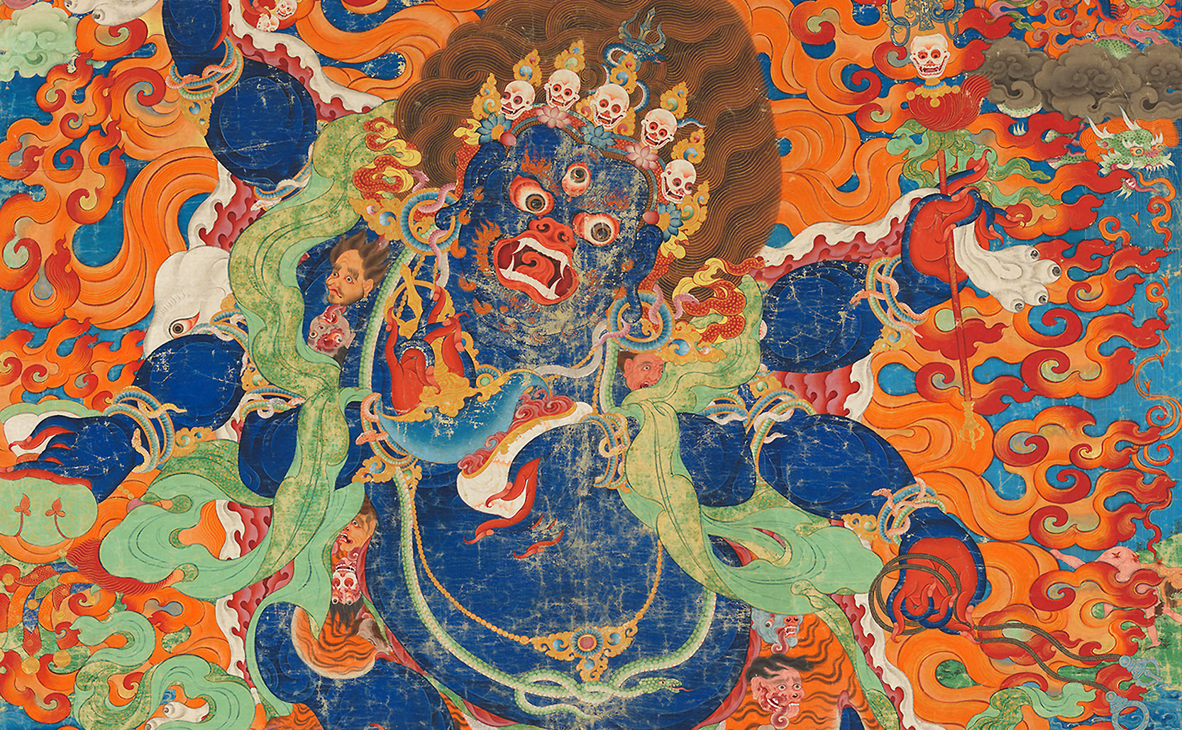a detail of a Palden Lhamo illustration