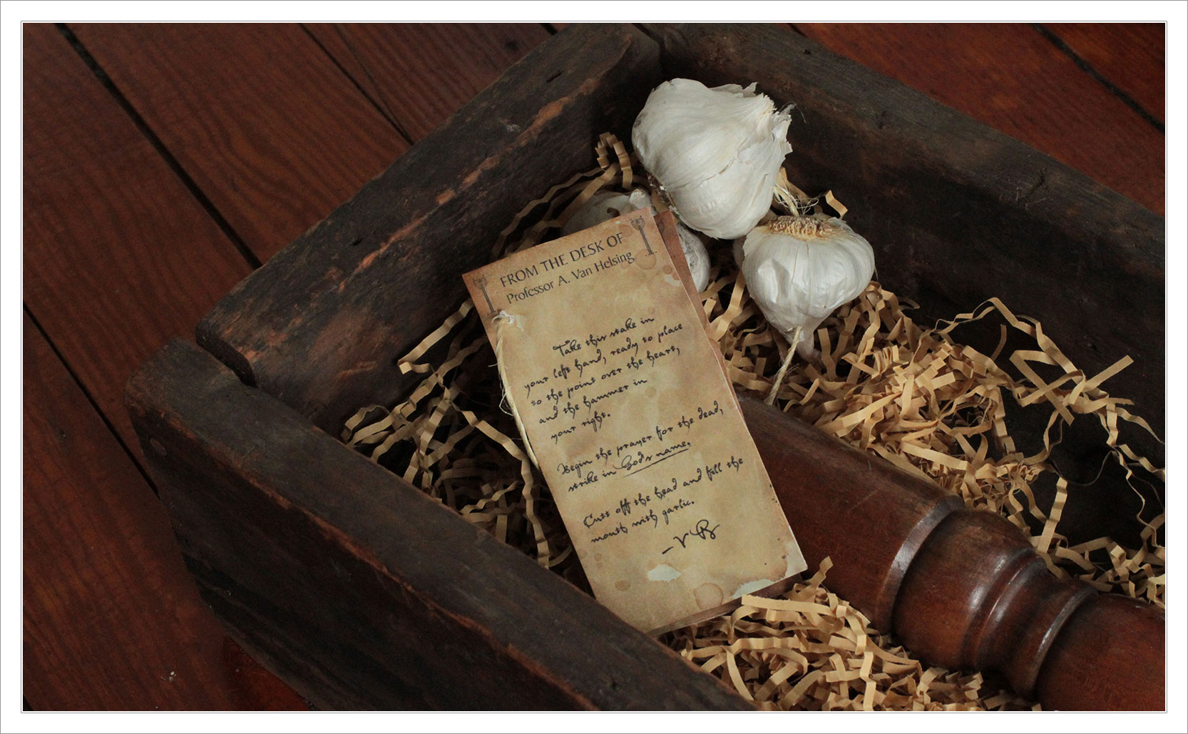 a note from Van Helsing on the use of the kit